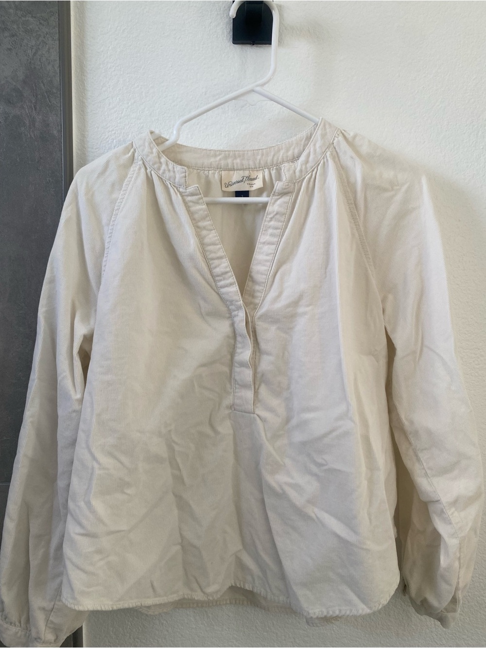 Universal Thread Cream Split-Neck Cotton Tunic